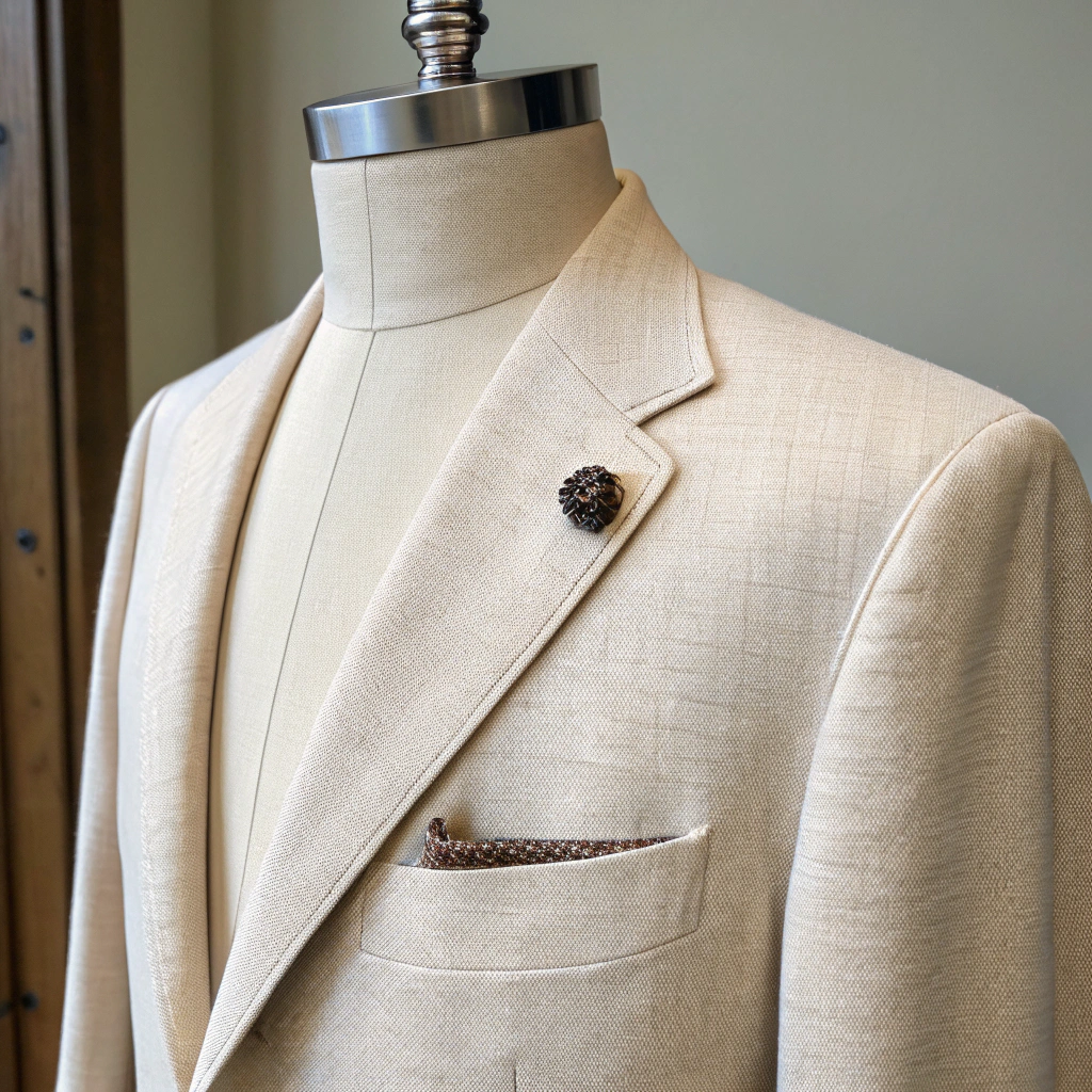 Structured blazer with half-canvas construction and functional buttons